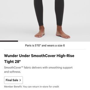 Lululemon Wunder Under SmoothCover HR Leggings 28” Black 12 NWT